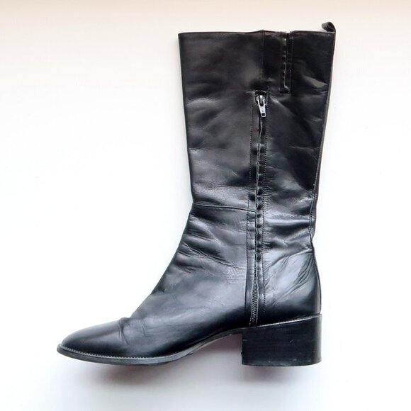 Bandolino Calabash Black Leather Half Calf Block Heel Boots Size 10 - Picture 8 of 15